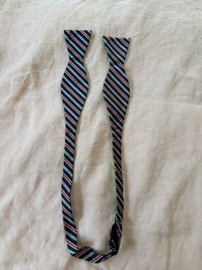 Striped Self-Tie Bow Tie in Navy, Red, White and Green